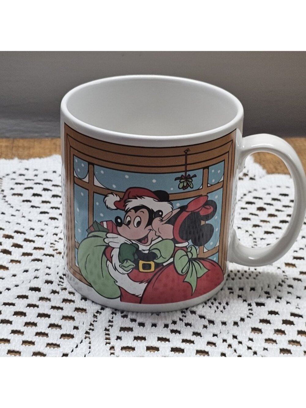 Vintage 1988 Walt Disney Applause Christmas Coffee Cup Mickey Minnie Mouse